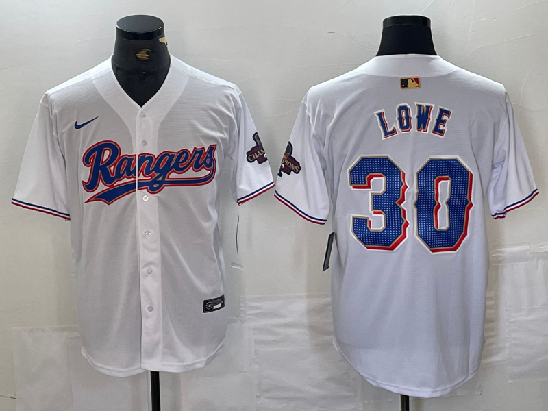 Men's Texas Rangers Nathaniel Lowe #30 White 2024 Gold Collection Limited Jersey